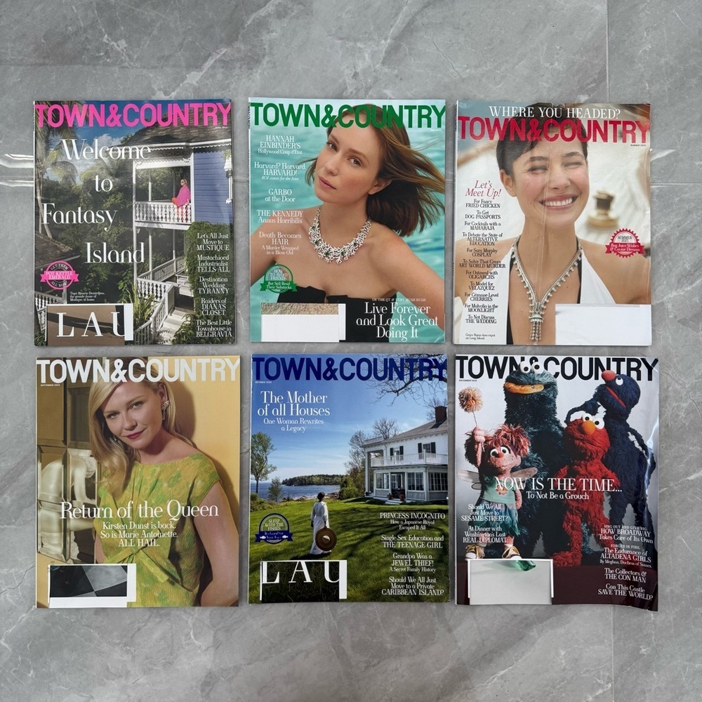 Town & Country 6 Magazine Bundle - Kirsten Dunst, Travel, Sesame Street, Elmo